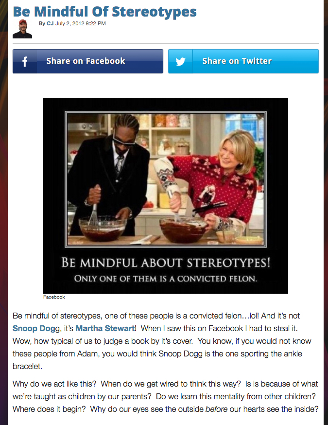 mindful of stereotypes!